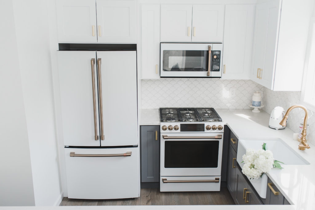 two toned white kitchen renovation